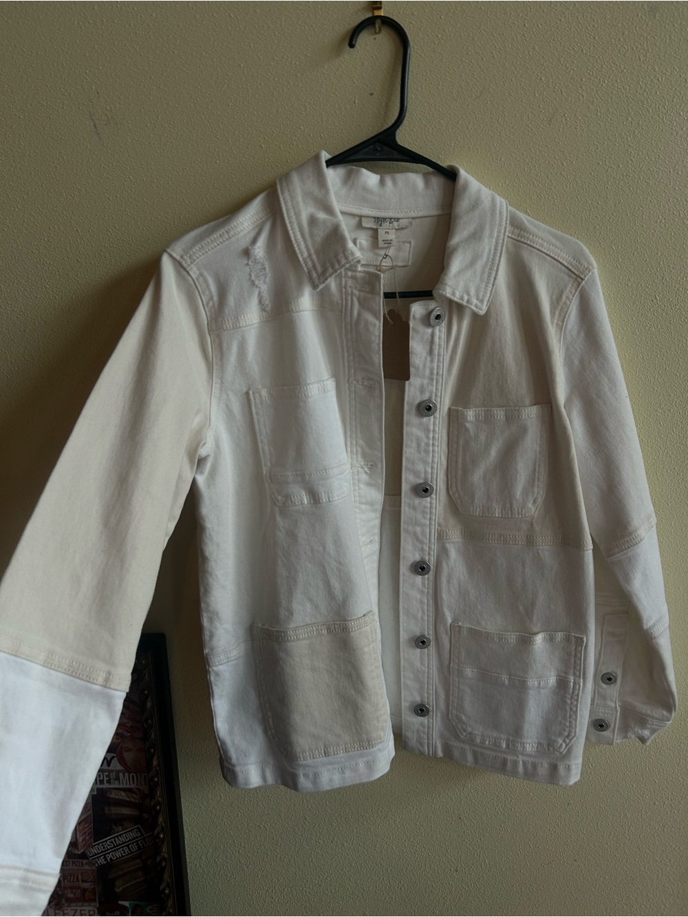 Style & Co. White Collared Button Jacket